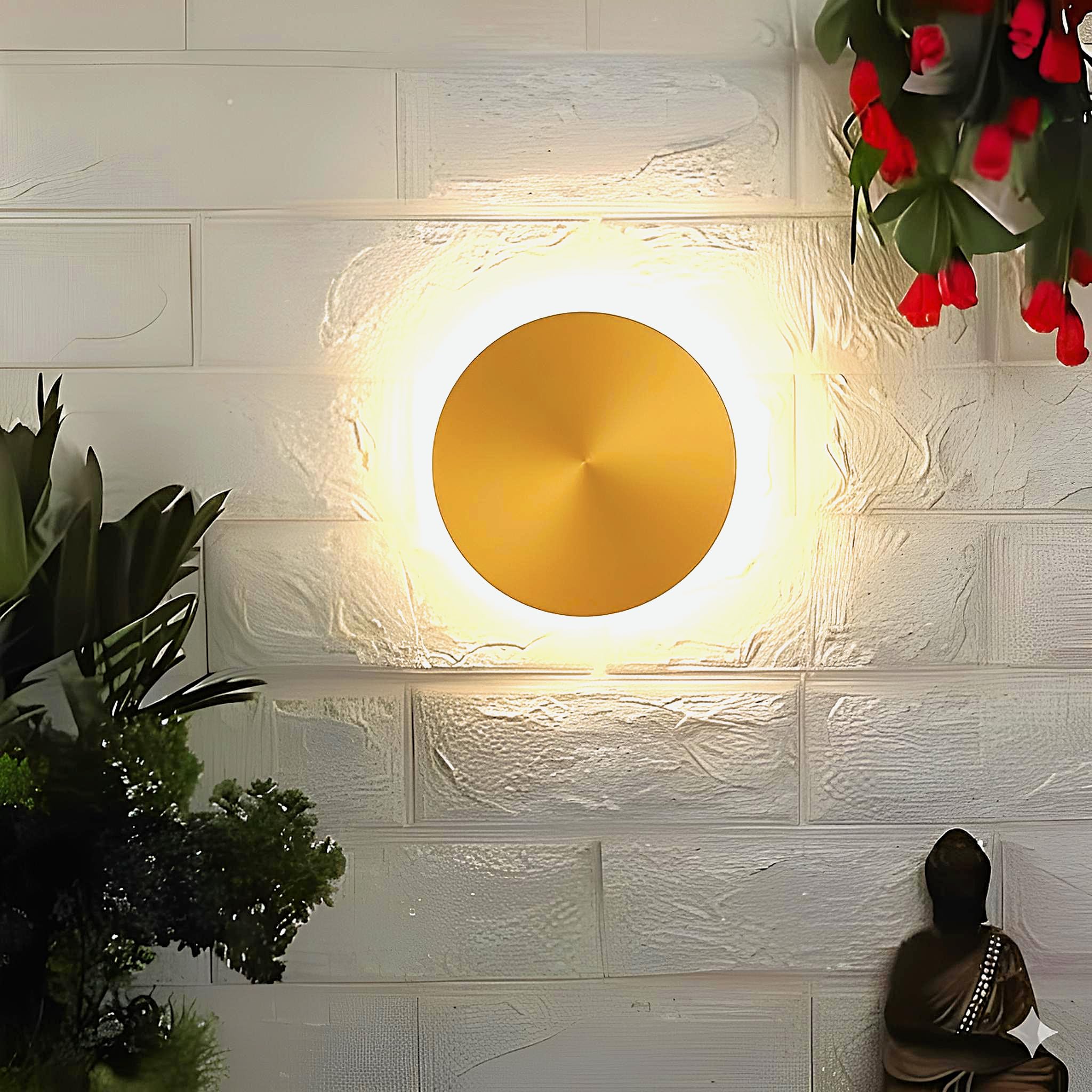 FILLISKA Aluminium 12 Watt Indoor/Outdoor Luxurious Moon Wall Lamp (12 Watt Gold Moon)-image-30
