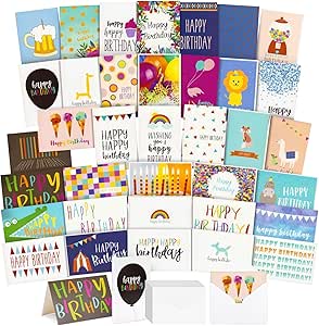 Best Paper Greetings 36 Pack Birthday Cards with Envelopes Bulk, Blank Inside for Office, Friends, and Kids (36 Unique Assorted Designs, 4x6 in)