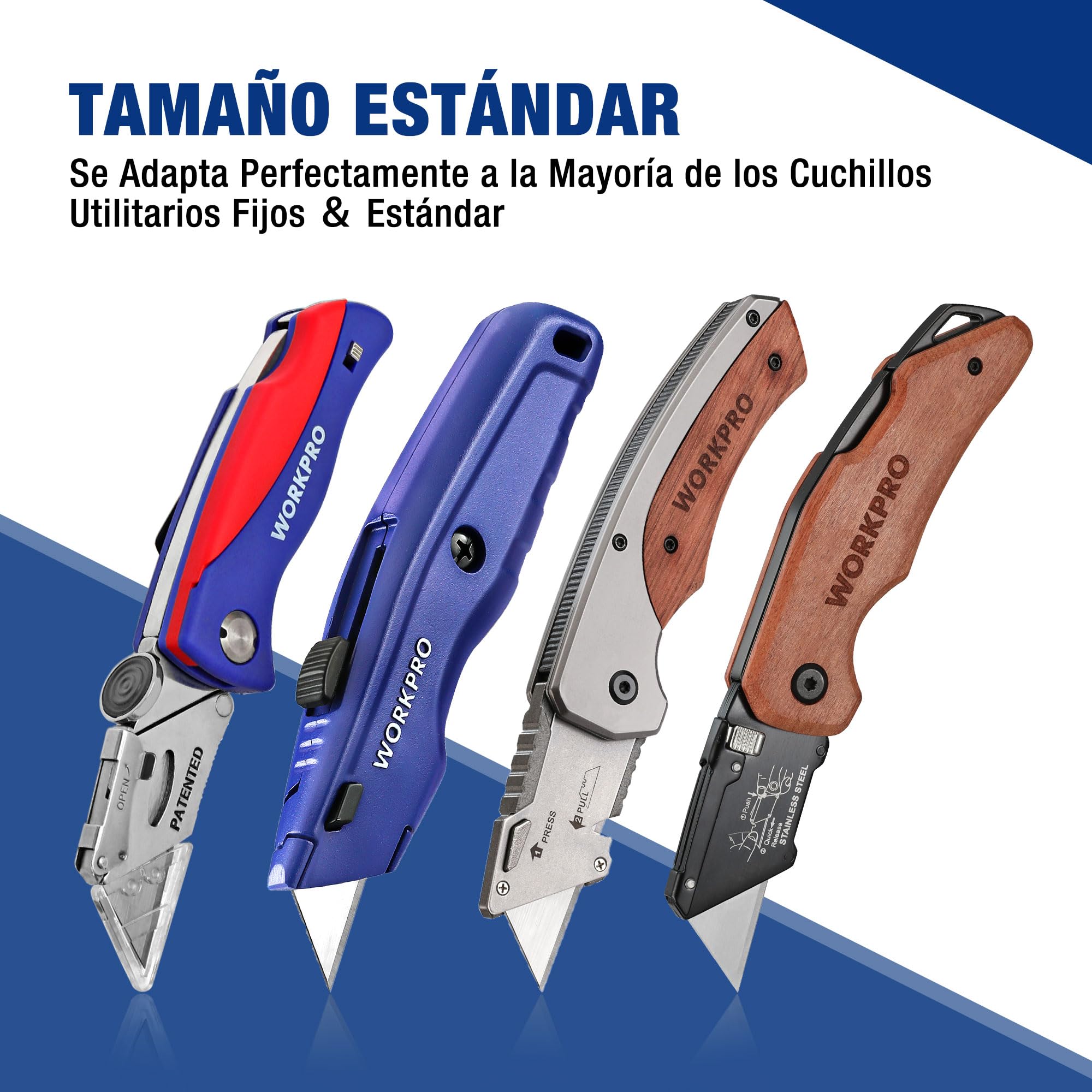 WORKPRO Cuchillas de Recambio 100-piezas, Hojas para Cuter Profesional, Repuestos de SK5 Acero Inoxidable, Cuchillas para Cúter Cortador Cuchillo