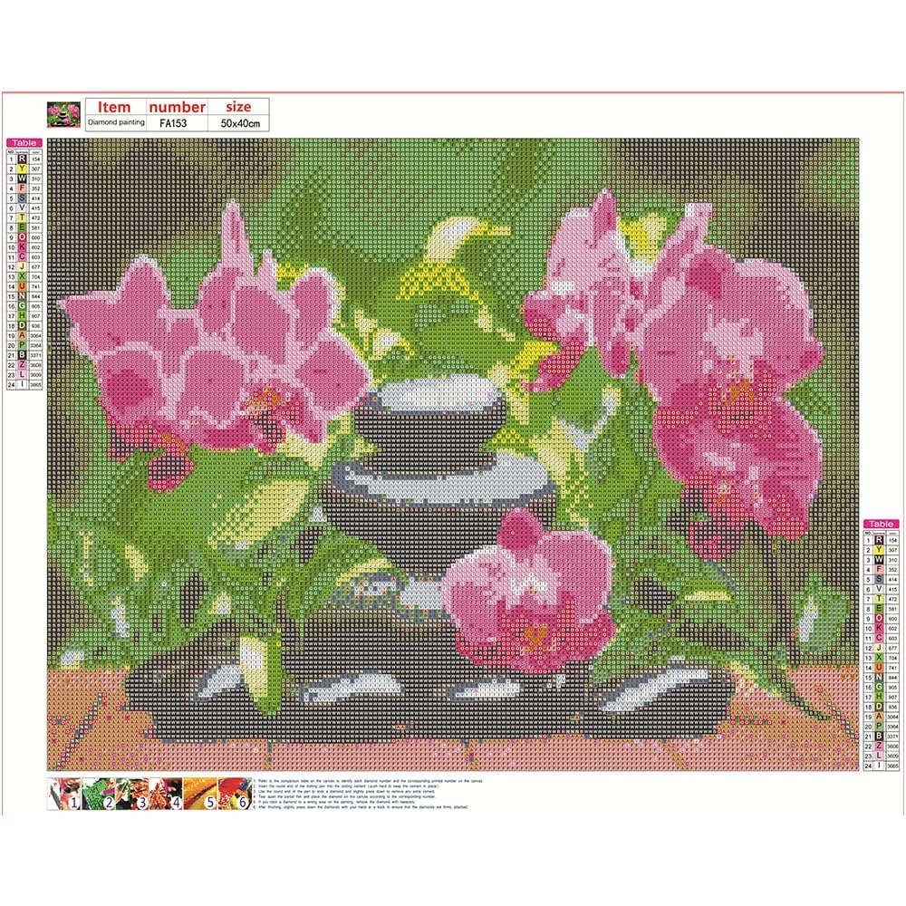 Kit Diamond Painting Orchidea 40x50cm - Pietre Quadrate 5D, Fai Da Te, Per Adulti E Bambini - Foto 8