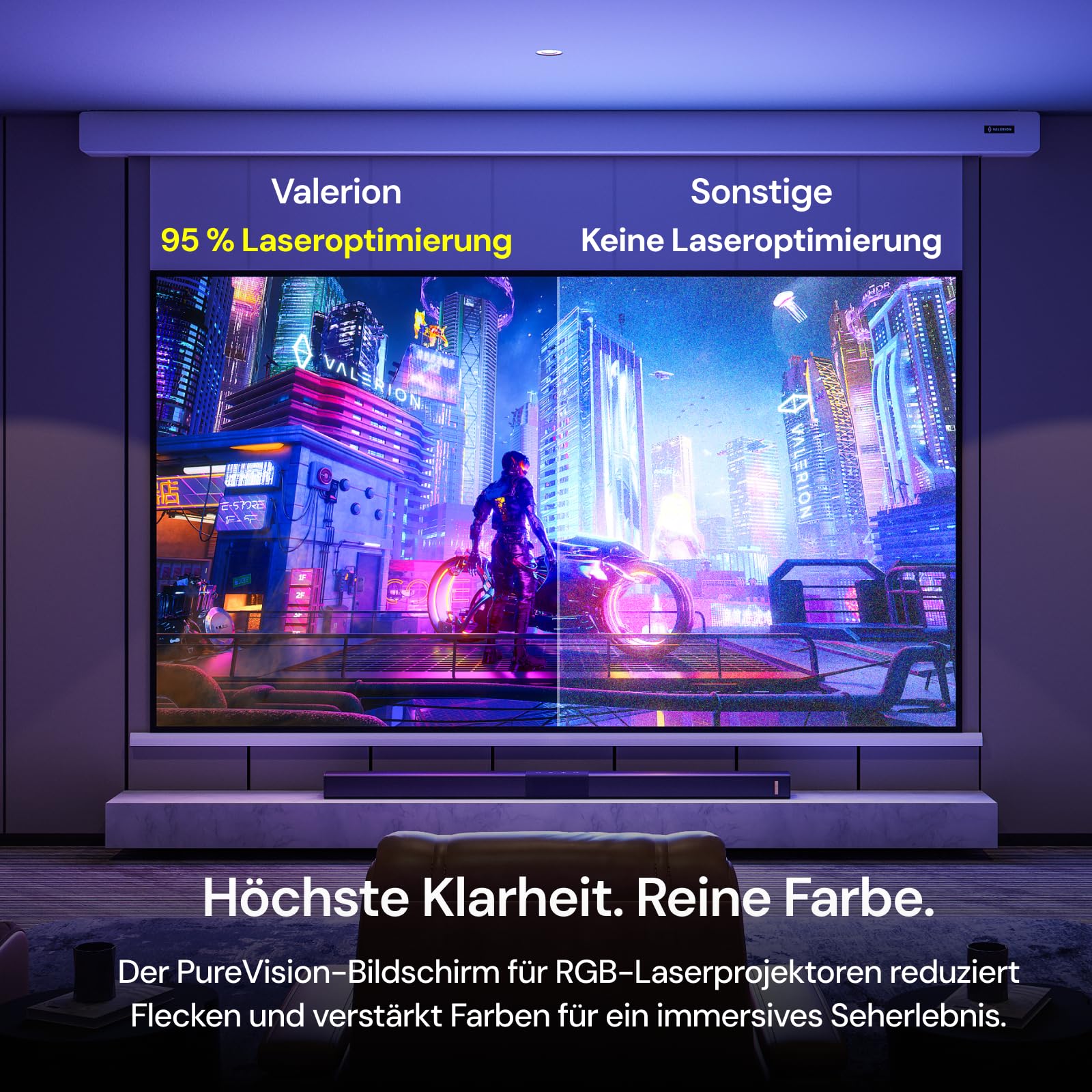 AWOL Valerion 100" Motorisierte Projektorleinwand – Mattweiß, Zero-Speckle, leise & glatt abrollbar für Heimkino