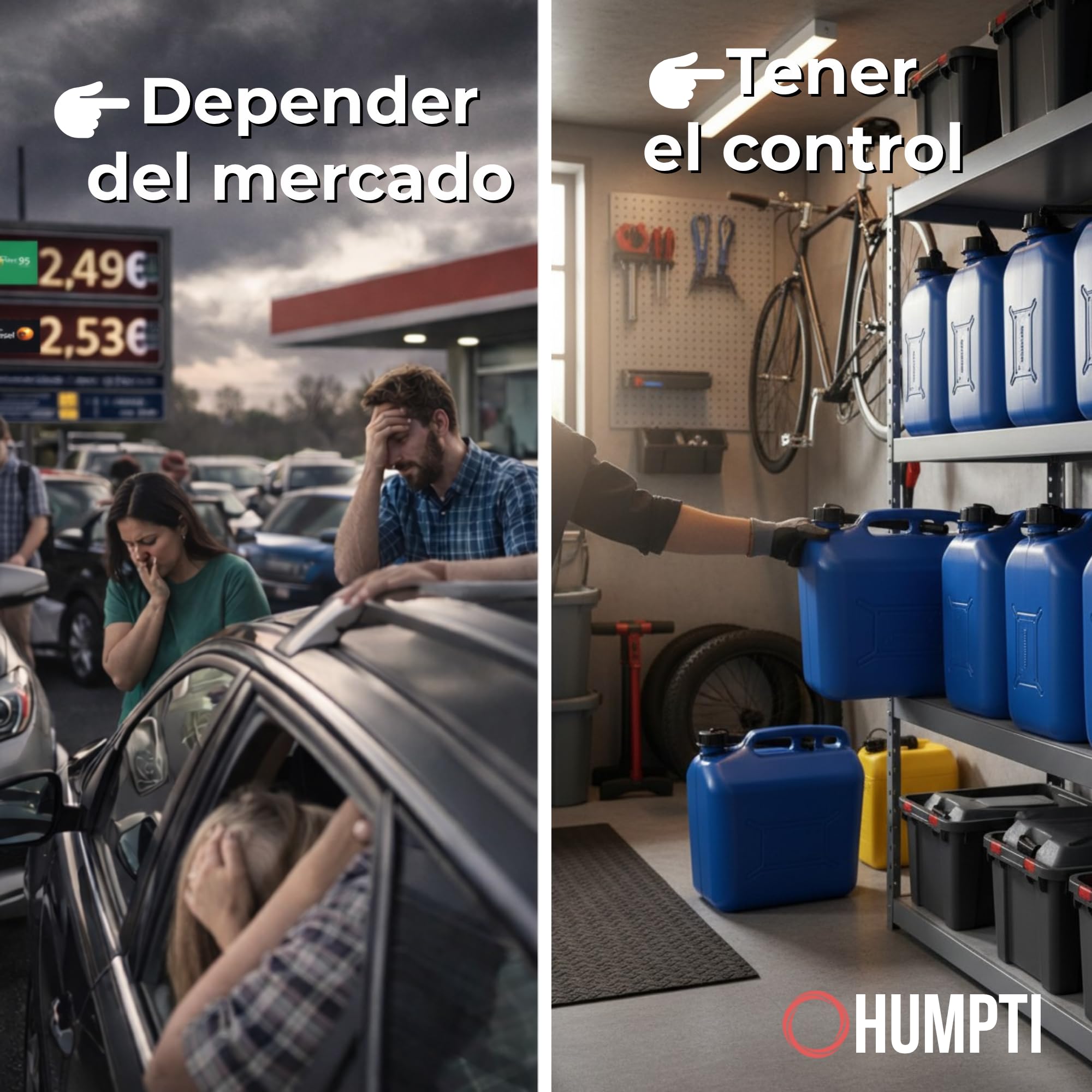 Humpti Garrafa Gasolina 20L Homologada Pack de 6 - Bidón Combustible Plástico con Visor de Nivel - Bidones para Gasolina y Gasoil Homologados 120 Litros — view 7