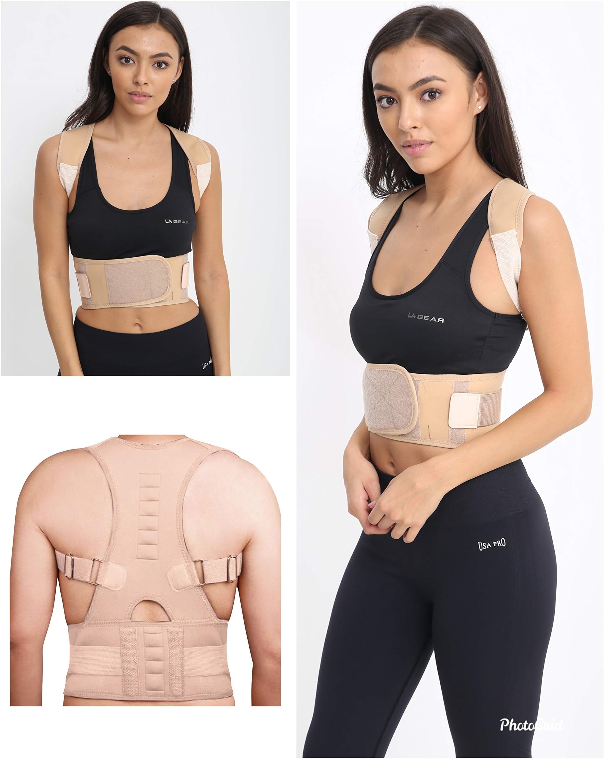 Posture Corrector Deluxe, Magnetic, Adjustable Straps, Neoprene, Four Colours (X-Large, Beige)