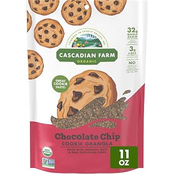 Cascadian Farm Organic Chocolate Chip Cookie Granola, Whole Grain and Fiber, 11 oz