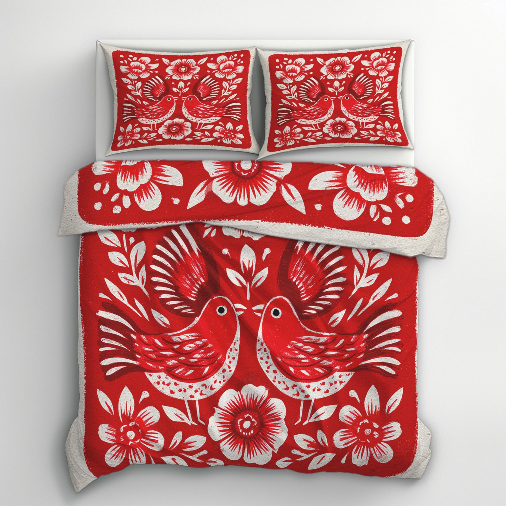 Housse de couette oiseaux fleurs 240x260 zippée pour en finir avec la couette qui glisse