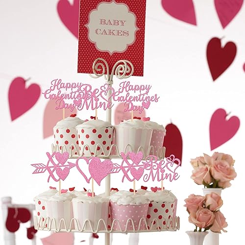 Miniatura 4 de 36 piezas de decoración para cupcakes con purpurina para el día de San Valentín dulce amor sé mío para el día de San Valentín boda despedida de