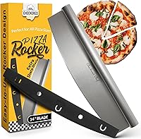 Checkered Chef 14" Rocker Pizza Cutter - Sharp Stainless Steel Blade, Dishwasher Safe, Protective Sheath for Pizza Ovens & Home Use