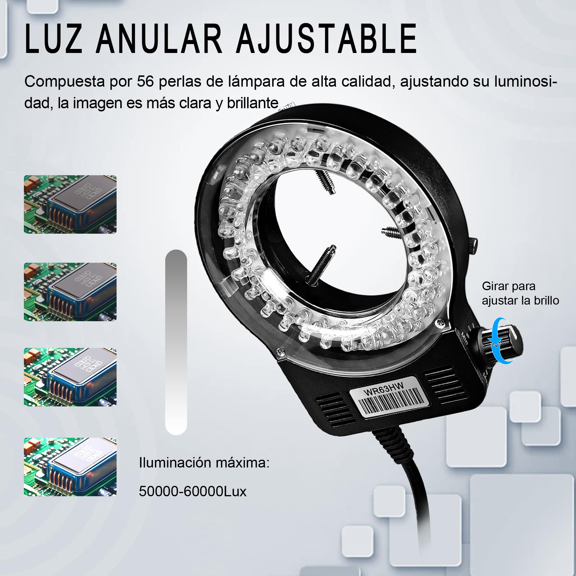 Microscopio digitale, microscopio industriale 1080p, interfaccia HDMI VGA, obiettivo C-baionetta ad alta definizione, Zoom 130x, lampada ad anello LED, con base metallica, per manutenzione
