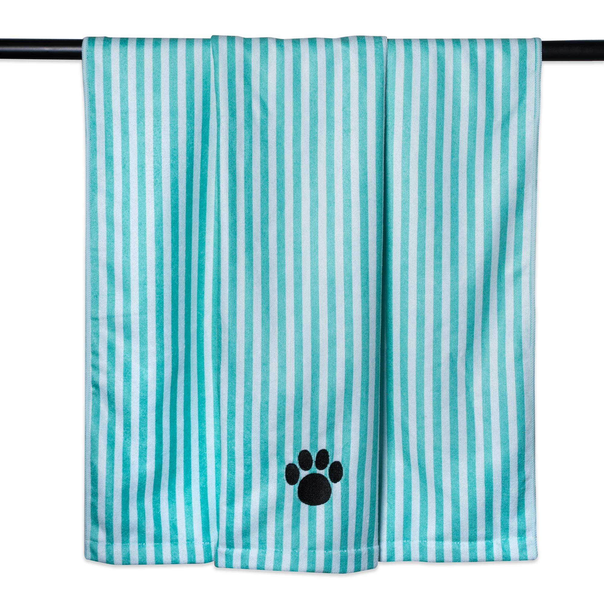 Bone Dry Pet Grooming Towel Collection Absorbent Microfiber X-Large, 41x23.5, Striped Aqua, 41x23.5" - Image 4