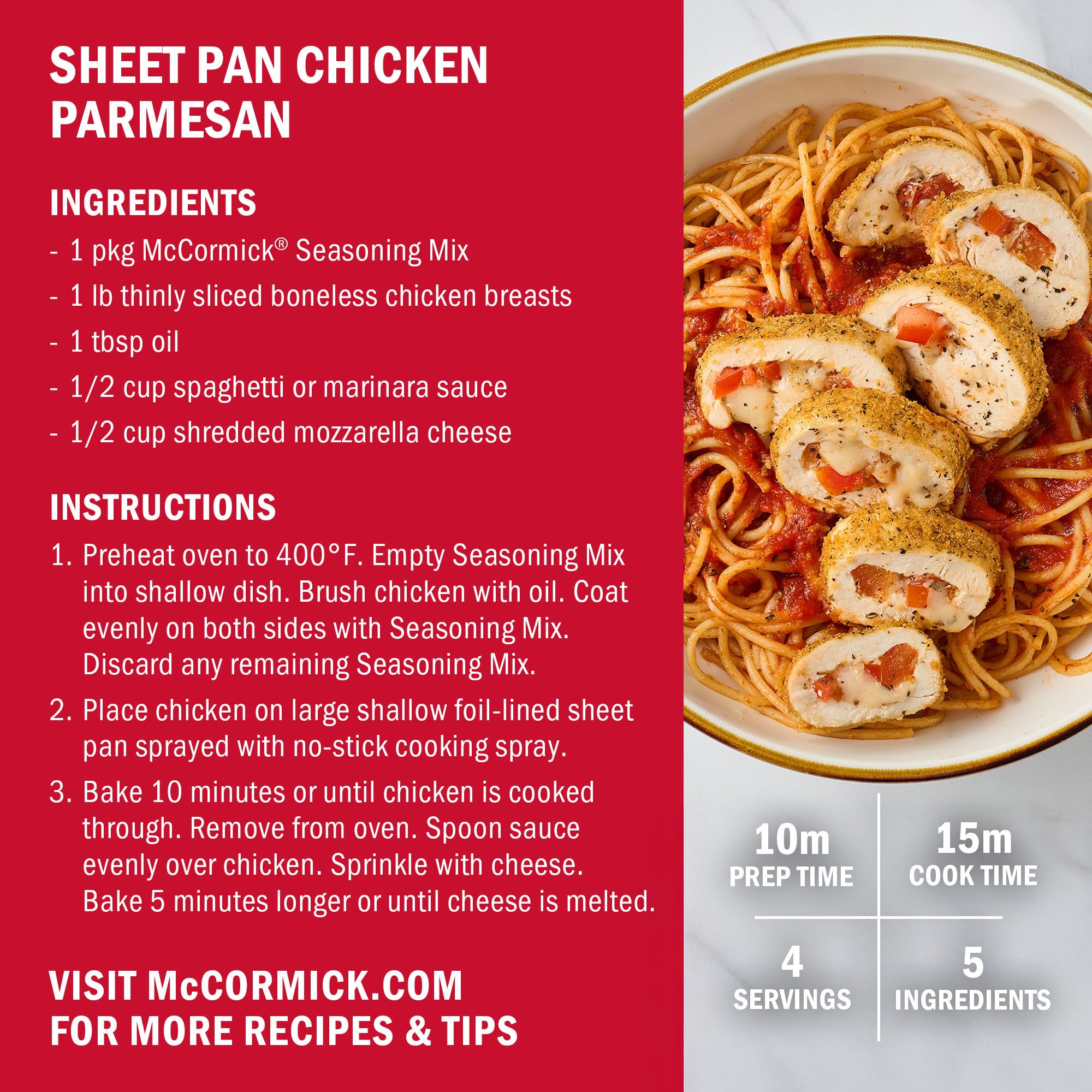 McCormick One Sheet Pan Chicken Parmesan Seasoning Mix 1 5 oz — view 8
