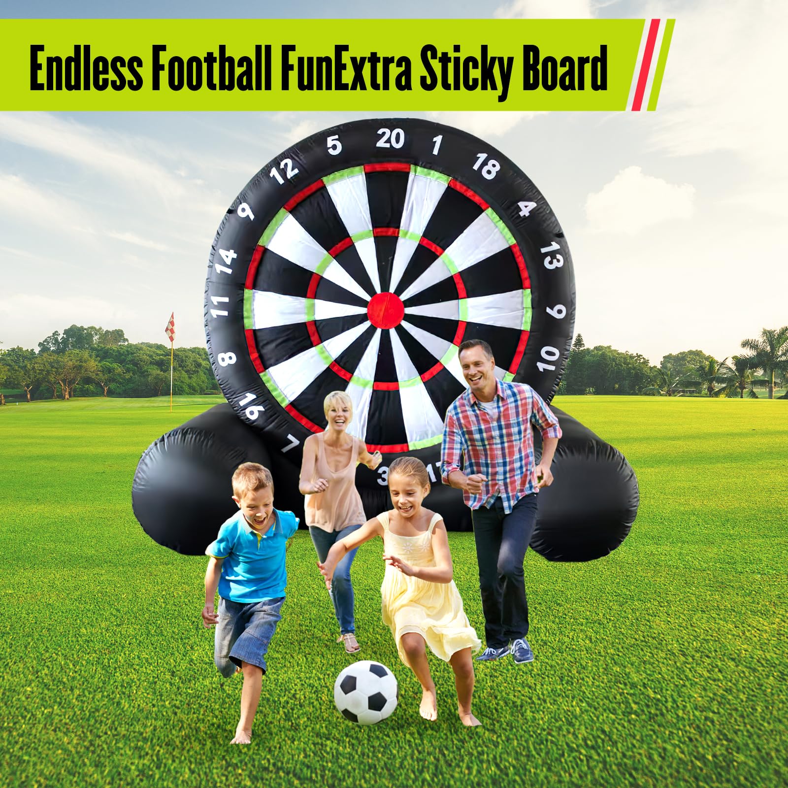 3M Fussball Dart aufblasbar Outdoor, inflantteble Fussball Dart Aufblasbar,fußballdart mit Gebläse und 8 Ballen,fußball dartscheibe furGarten Partys, Wasserdichtes Sportspiel.