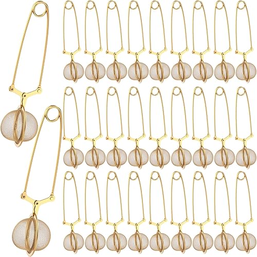 Miniatura 8 de Yinder Infusor de té de hojas sueltas, malla de acero inoxidable, bola de té a presión con asa, filtro de té de metal, reutilizable, con pinzas a