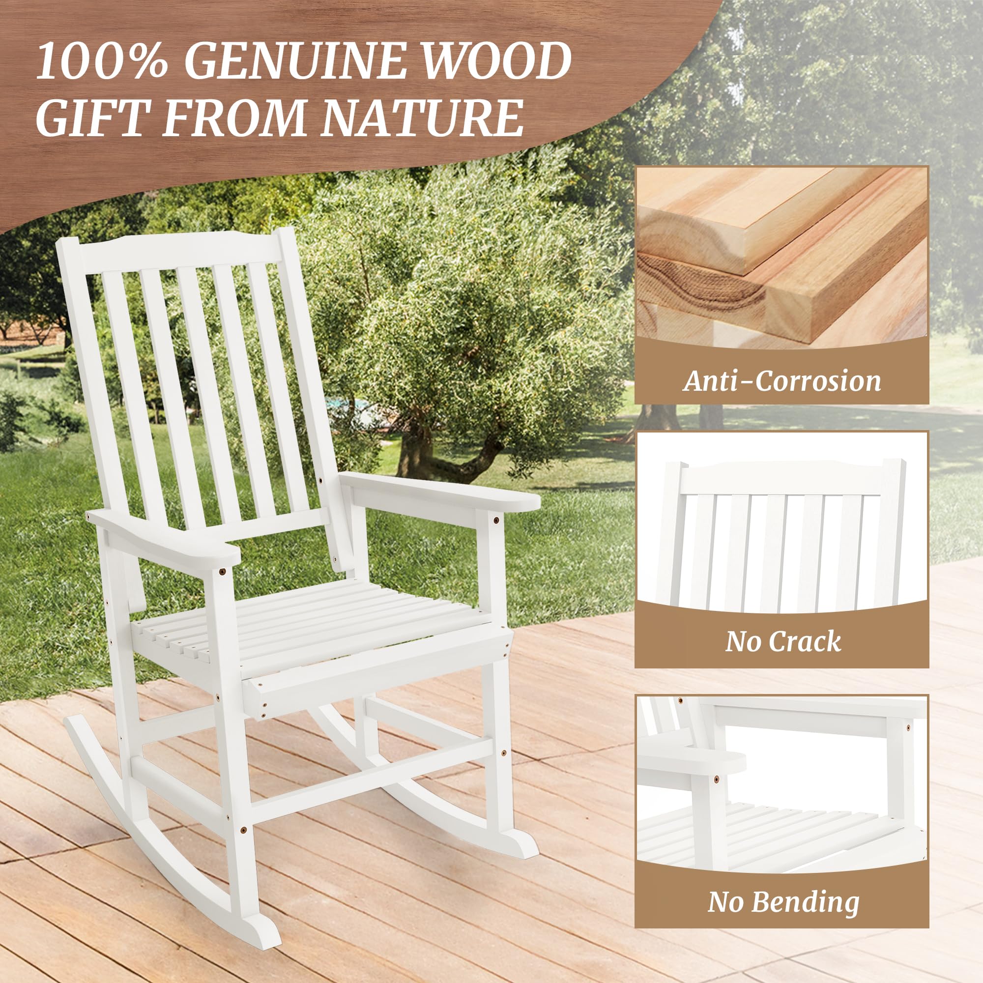 Home Depot White Wooden Rocking Chairs For Outside Balcony