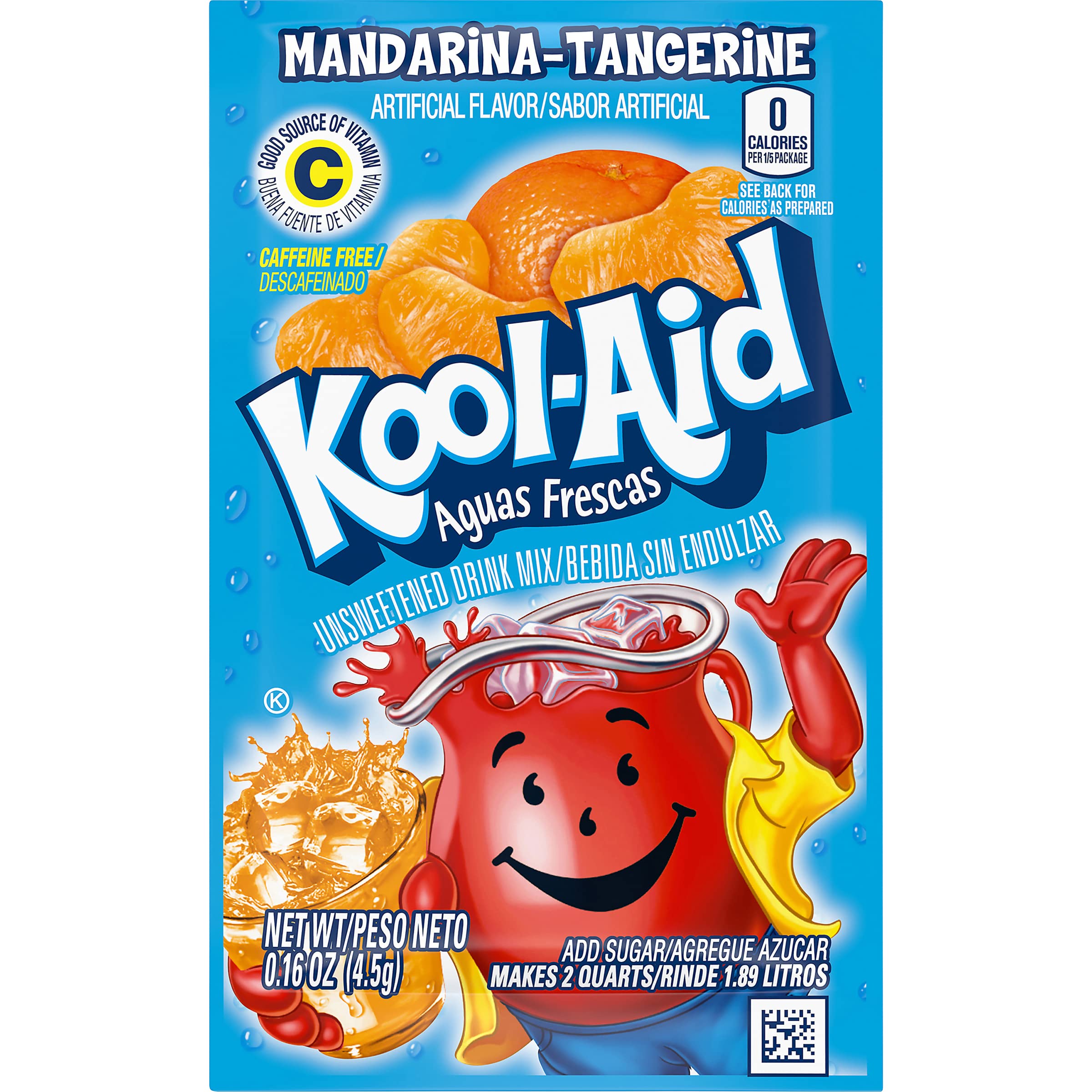 Kool-Aid Aguas Frescas Mandarina-Tangerine Unsweetened Soft Drink Mix, 0.16-Ounce Packets (Pack of 96)