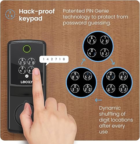 Miniatura 4 de Lockly Secure Pro (última versión 2025), cerradura inteligente con Wi-Fi integrado, cerradura de puerta de huellas dactilares de nueva generación,
