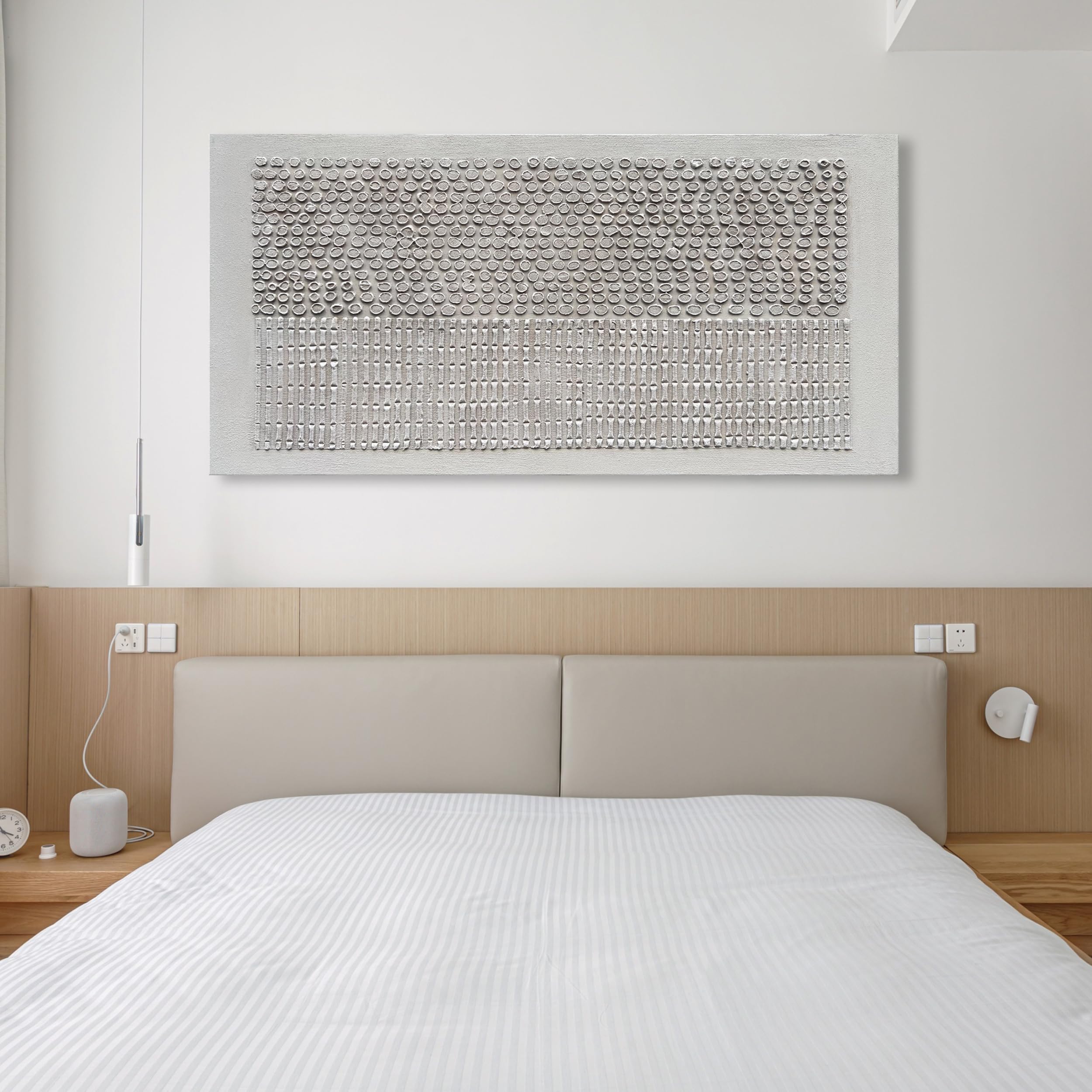Hand-Painted Abstract Oil Painting | 30x45 Inches | White Texture Modern Wall Art For Living Room, Office