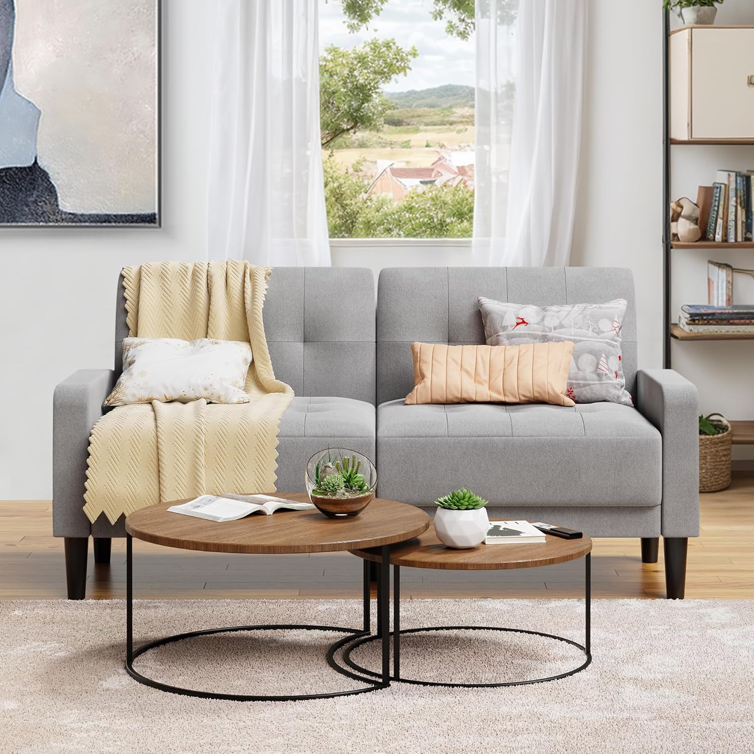 Vongrasig 63'' Small Modern Loveseat Couch, MidCentury Low