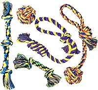 SHARLOVY 5 Pack Puppy Teething Rope Toys for Small Dogs - Durable Cotton Chew Toys for Aggressive Chewers, Tug of War Fun