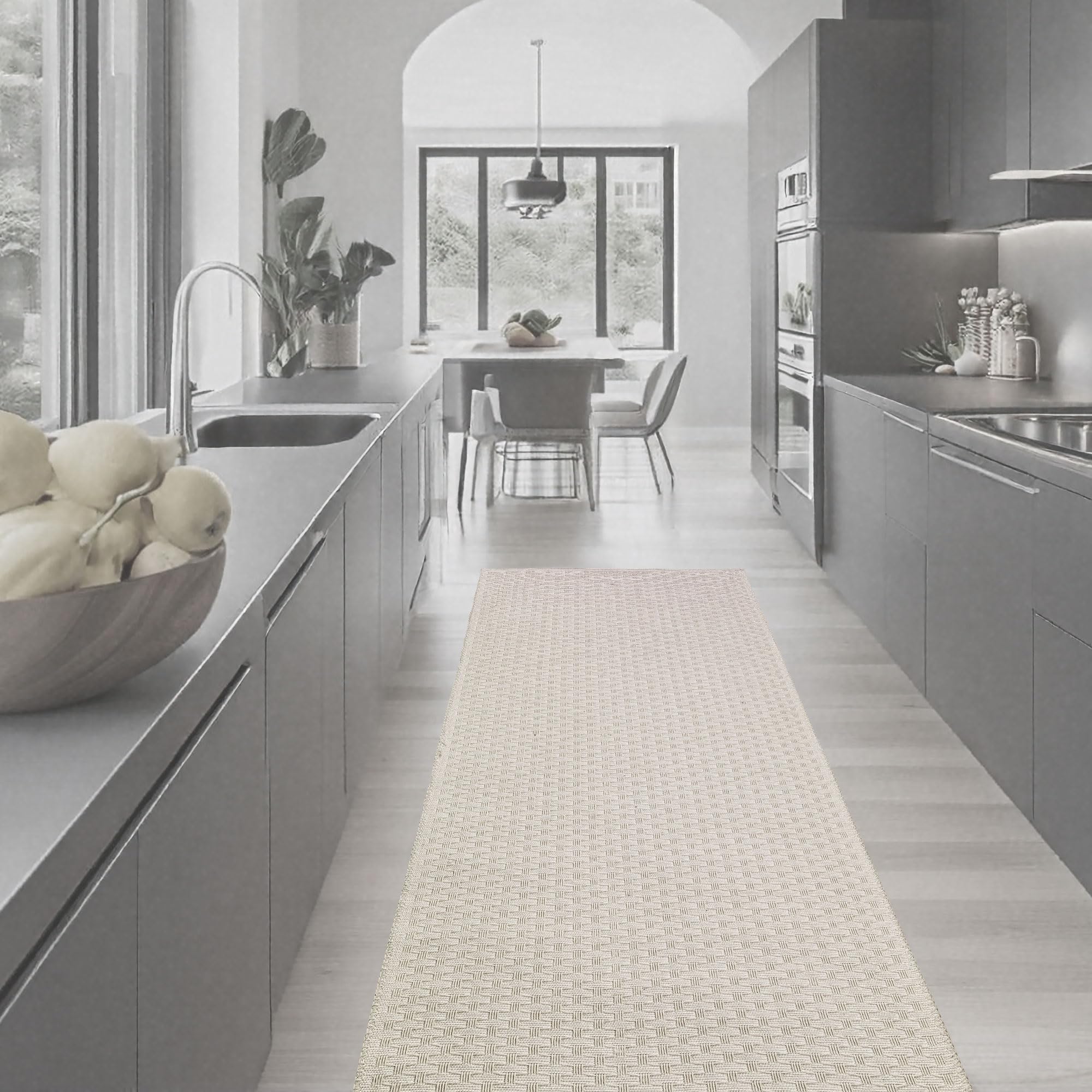 Home My Own | Läufer für die Küche, rutschfest, waschbar, kurzflorig, saugfähig, für Bad oder Wohnzimmer, 100 % recycelte Baumwolle, moderner Teppich, maschinenwaschbar, Größe: 80 x 150 cm