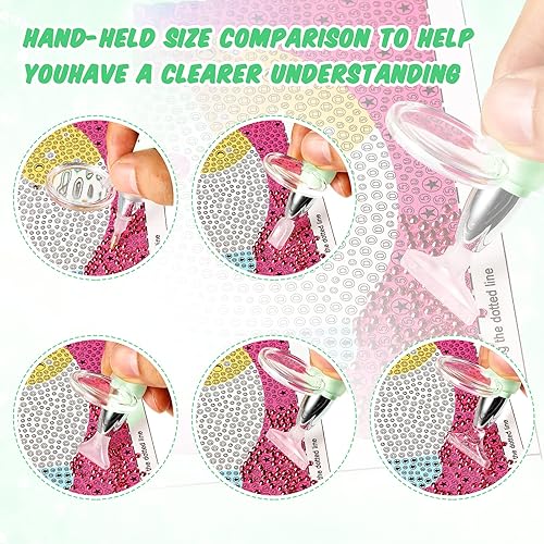 Miniatura 9 de 2 bolígrafos LED de pintura de diamante con luz, bolígrafo de punto de pintura de diamante 5D con 2 modos de luz, 12 cabezales de repuesto para