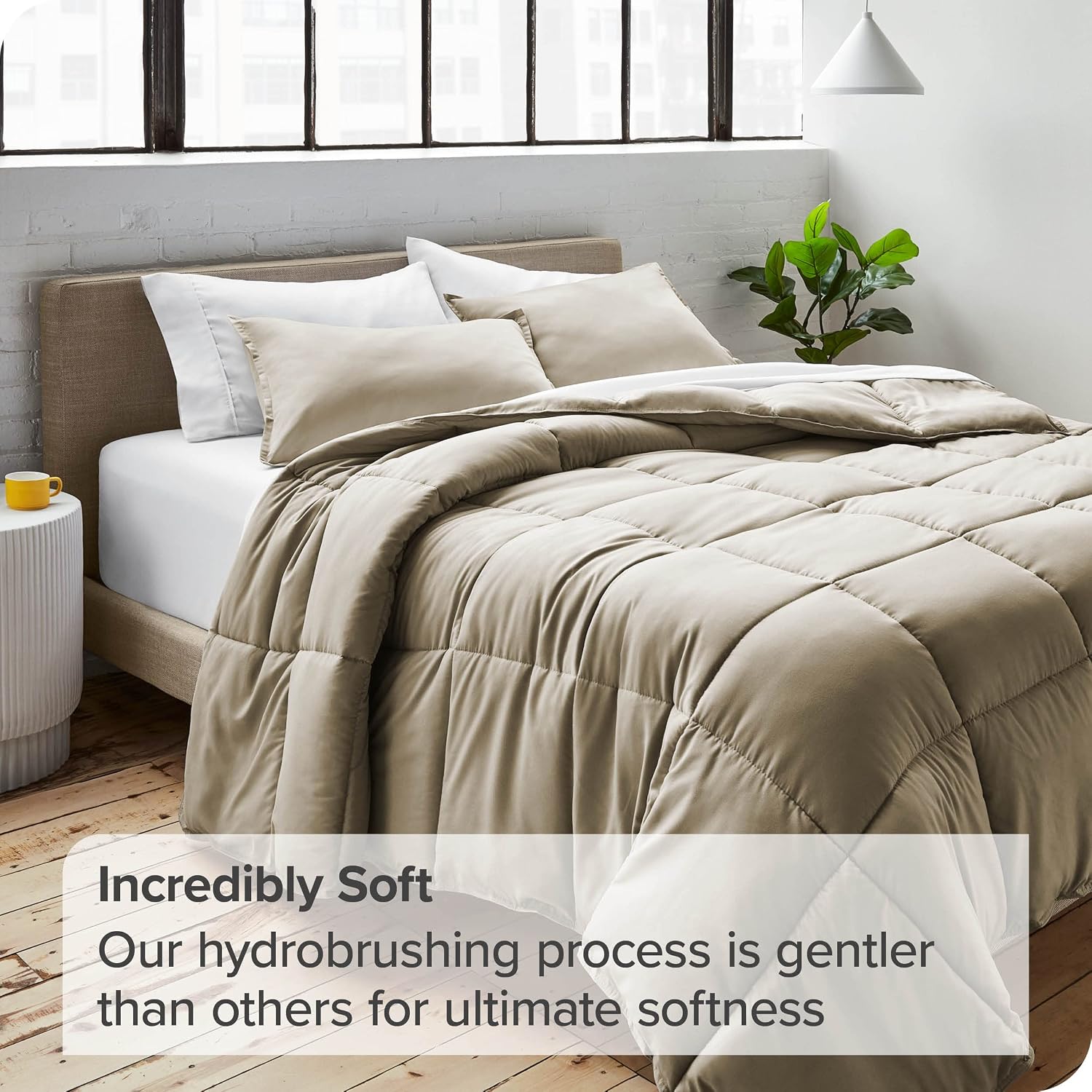 Bare Home Comforter Set - Twin/Twin Extra Long Size - Ultra-Soft - Goose Down Alternative - Premium 1800 Series - All Season Warmth (Twin/Twin XL, Sand)