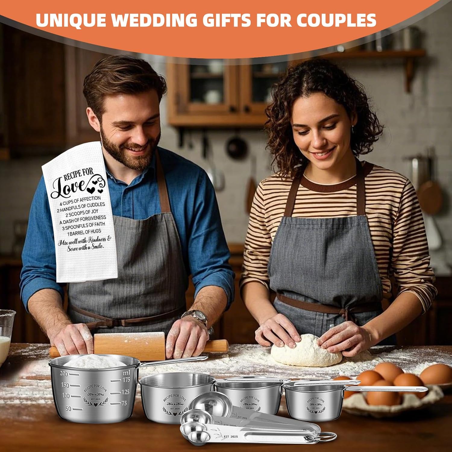 Wedding Gifts for Couples 2025,Engagement Gifts for Couples,Mr and Mrs Gifts,Cool Bridal Shower Gifts for Bride to Be,Bride Gifts Measuring Cups and Spoons Set for Newlywed Couple