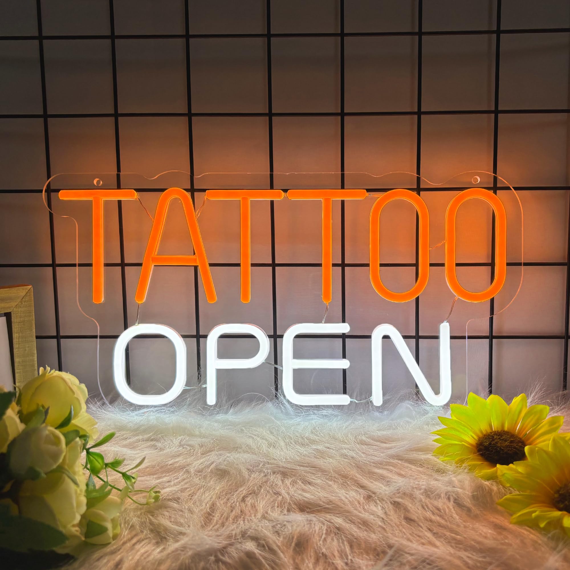 Tattoo Open Neon Signs for Wall Decor, Tattoo Shop Led Signs Business Neon Light Signs Suitable for Salon Wall Art Decor Gift for Family, Friends and Boys