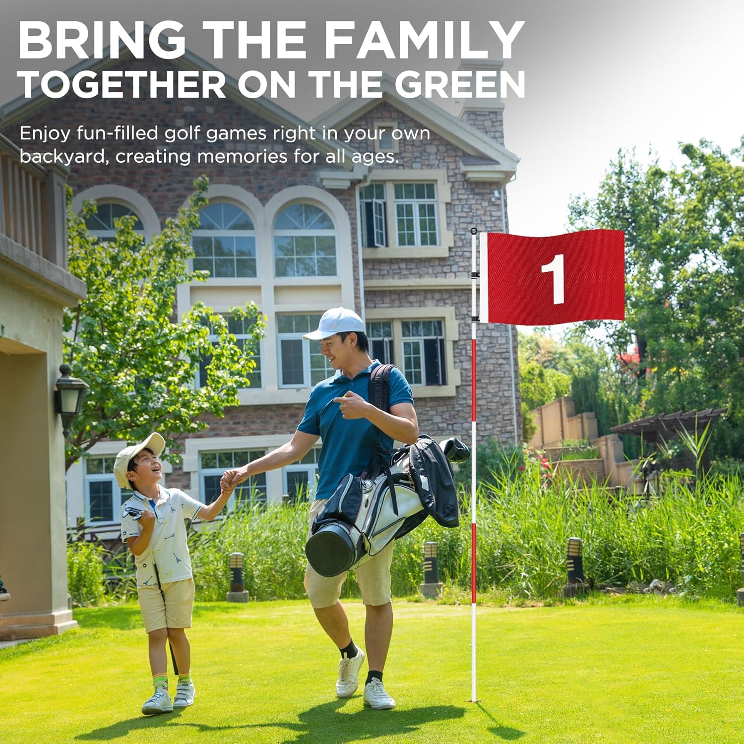 KINGTOP Golf Flagstick 6ft, Portable Five-Section Design for Backyard Practice Putting Green, Driving Range Golf Pin Flag Hole Cup Set, Gift Idea