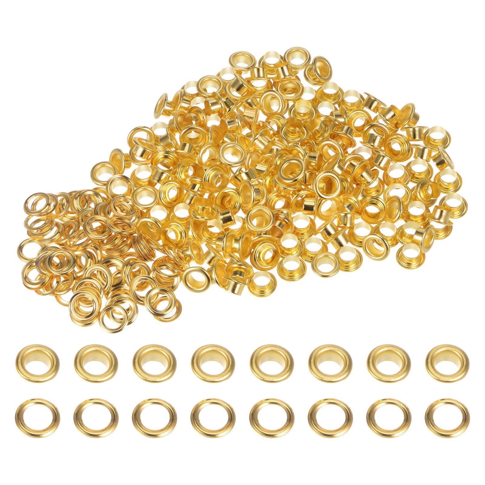 TA-VIGOR 6mm 1/4 Inch Grommets Kit Metal Eyelets with Washers Gold 200pc
