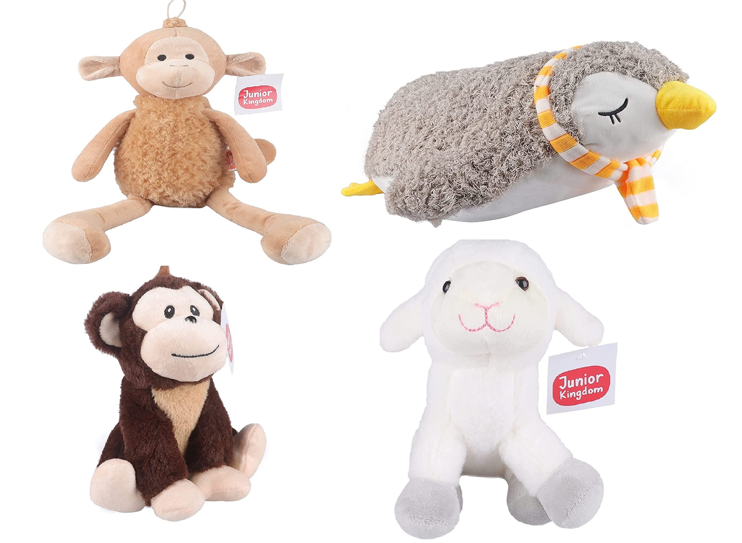 Junior Kingdom Plush Toy Soft Toy for Baby Shower Gifts Hamper Soft Toys Gift for Kids Pack of 4 (20 cm, Multicolor)