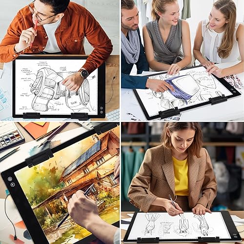 Miniatura 7 de KOBAIBAN Almohadilla de luz recargable grande A2, 3 colores modo de luz de pintura de diamante, tablero de luz inalámbrico, 6 nivelesbrillo ajustado