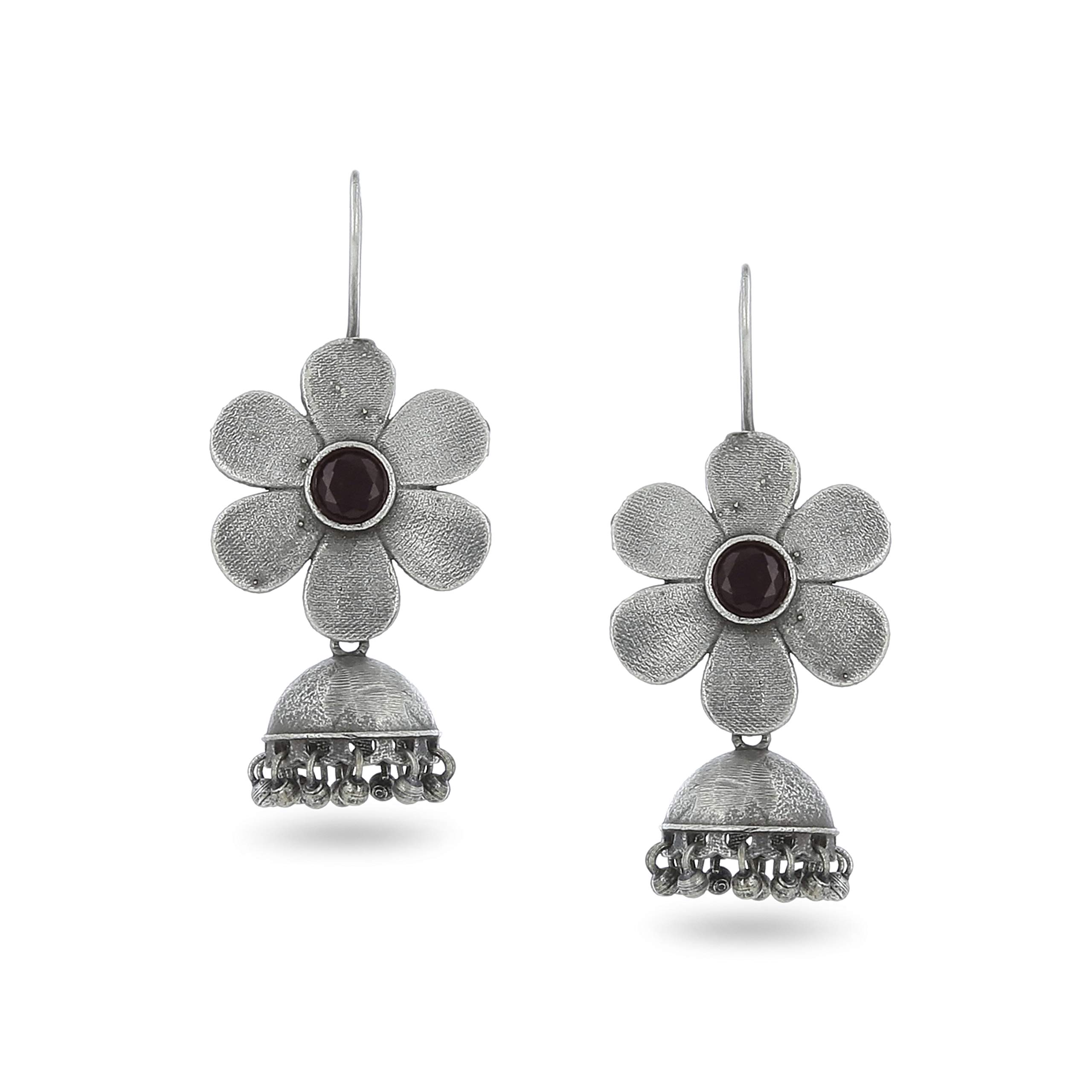 PRAANJAL Womens Oxidized Floral Jhumka (Silver) (B084LH2LGM) Amazon Price History, Amazon Price Tracker
