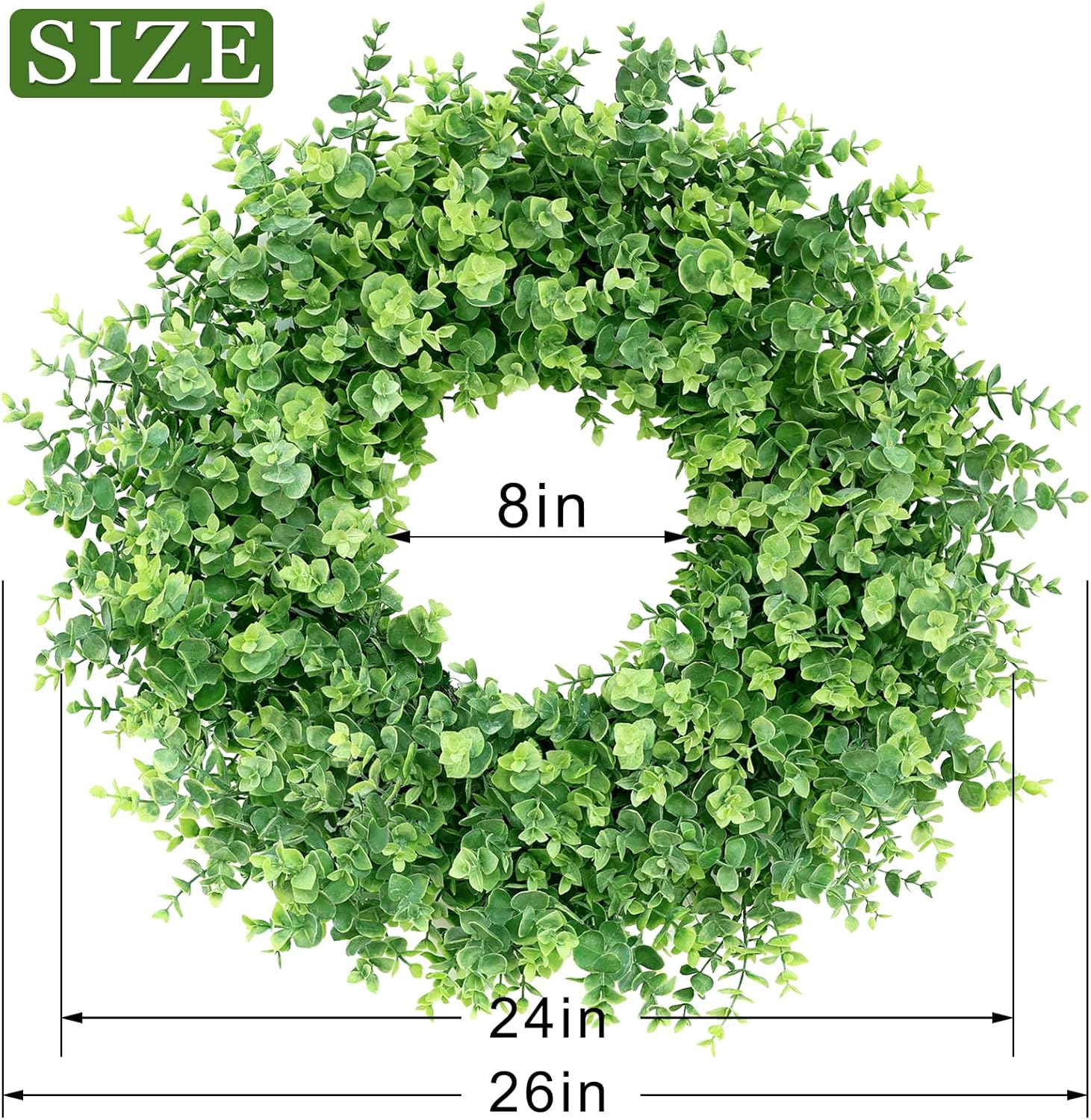 26" Boxwood Wreath for Front Door, Porch, Window - Large Artificial Boxwood Leaves Greenery Outdoor Wreath for Home, Farmhouse Decor - Spring, Summer, Fall, All Seasons (Green) - Image 5