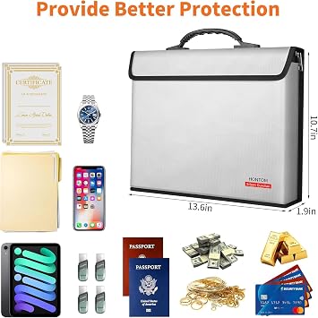 Hontom 6400F Fireproof Document Bag with 2 Pockets