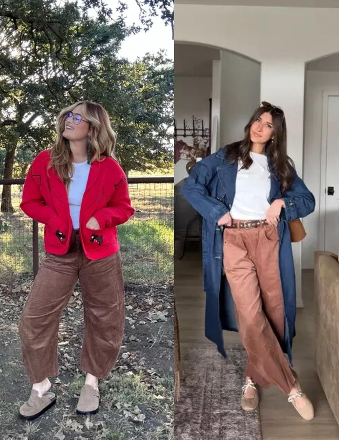 Lviefent Womens Mid Rise Cord Barrel Jeans Casual Baggy Wide Leg Corduroy Cropped Ankle Pants with Pockets - Image 5