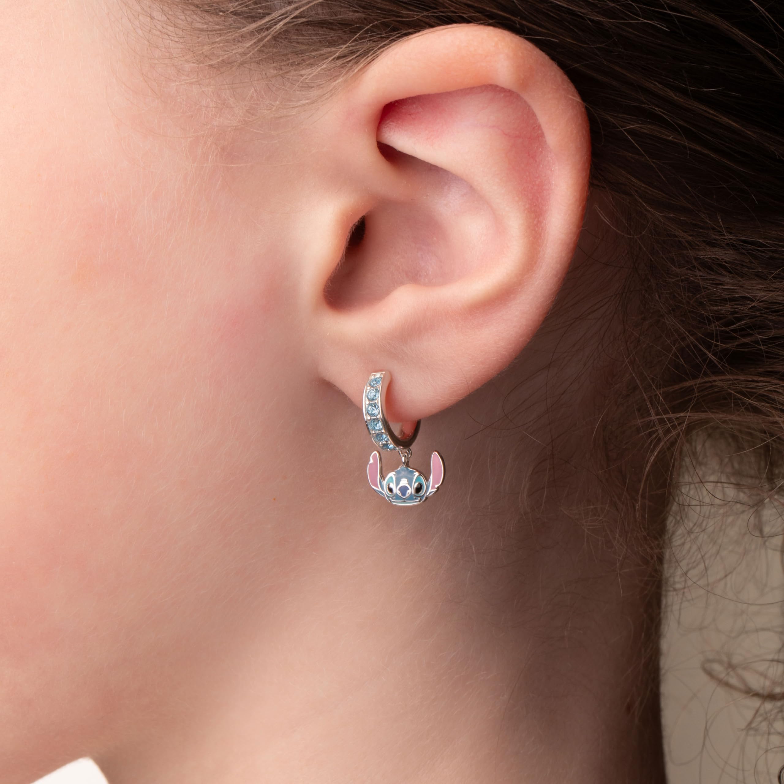 Orecchini a cerchio Disney Stitch in Argento per Bambine, misura unica, Gioielli Disney