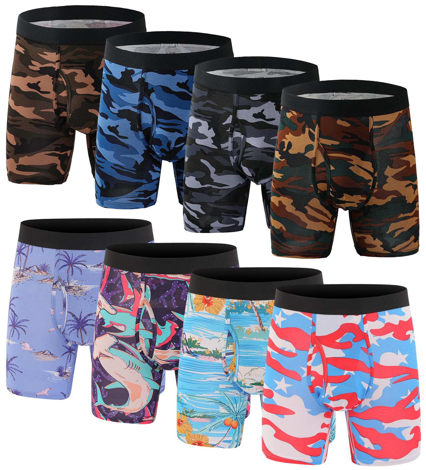 XaanelrMen's Underwear Boxer Briefs Bamboo Viscose Trunks Soft Comfortable Multipack