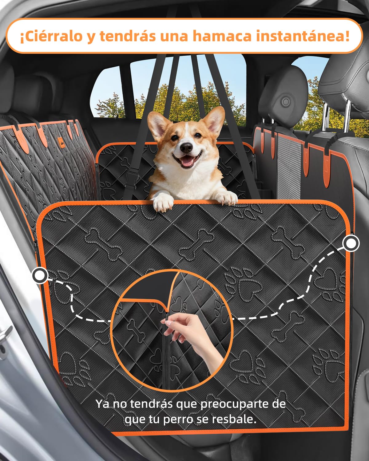 Funda Coche Perro Impermeable Protector Coche Perros Asiento Trasero Resistente al Agua y a los Arañazos Cubre Asientos Coche Perro Ajuste Universal para la Mayoría de Turismos, Suv y Camiones