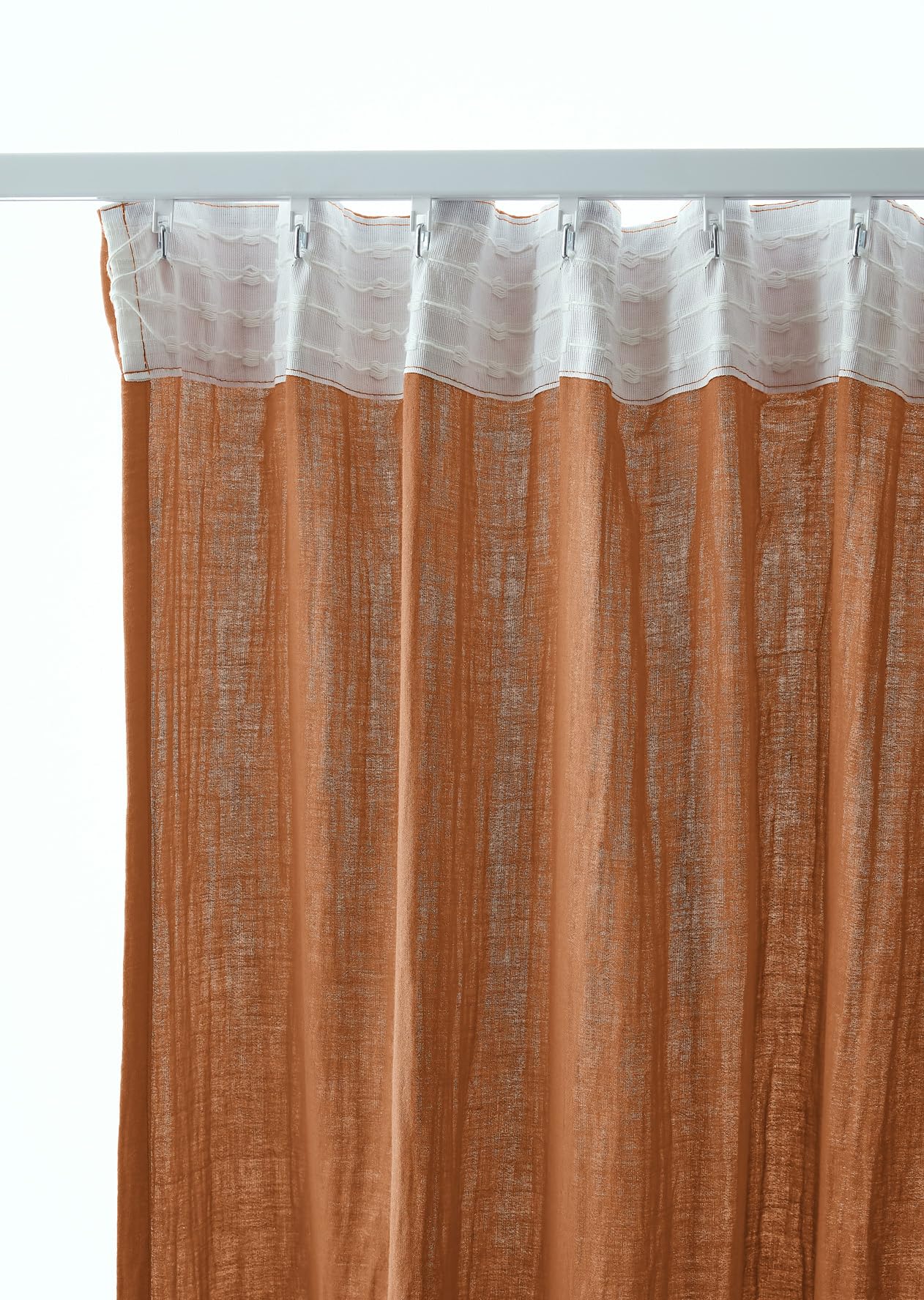 Rideau Galon Fronceur 140 x 240 cm – Double Gaze de Coton Gaïa Abricot