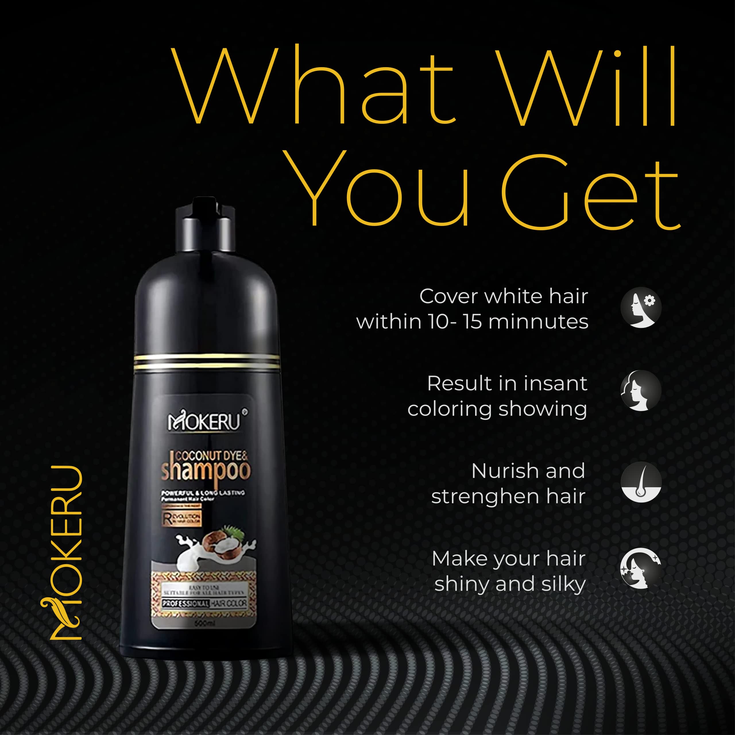 Amazon.com : MOKERU Instant Coconut Black Hair Dye Shampoo for Men
