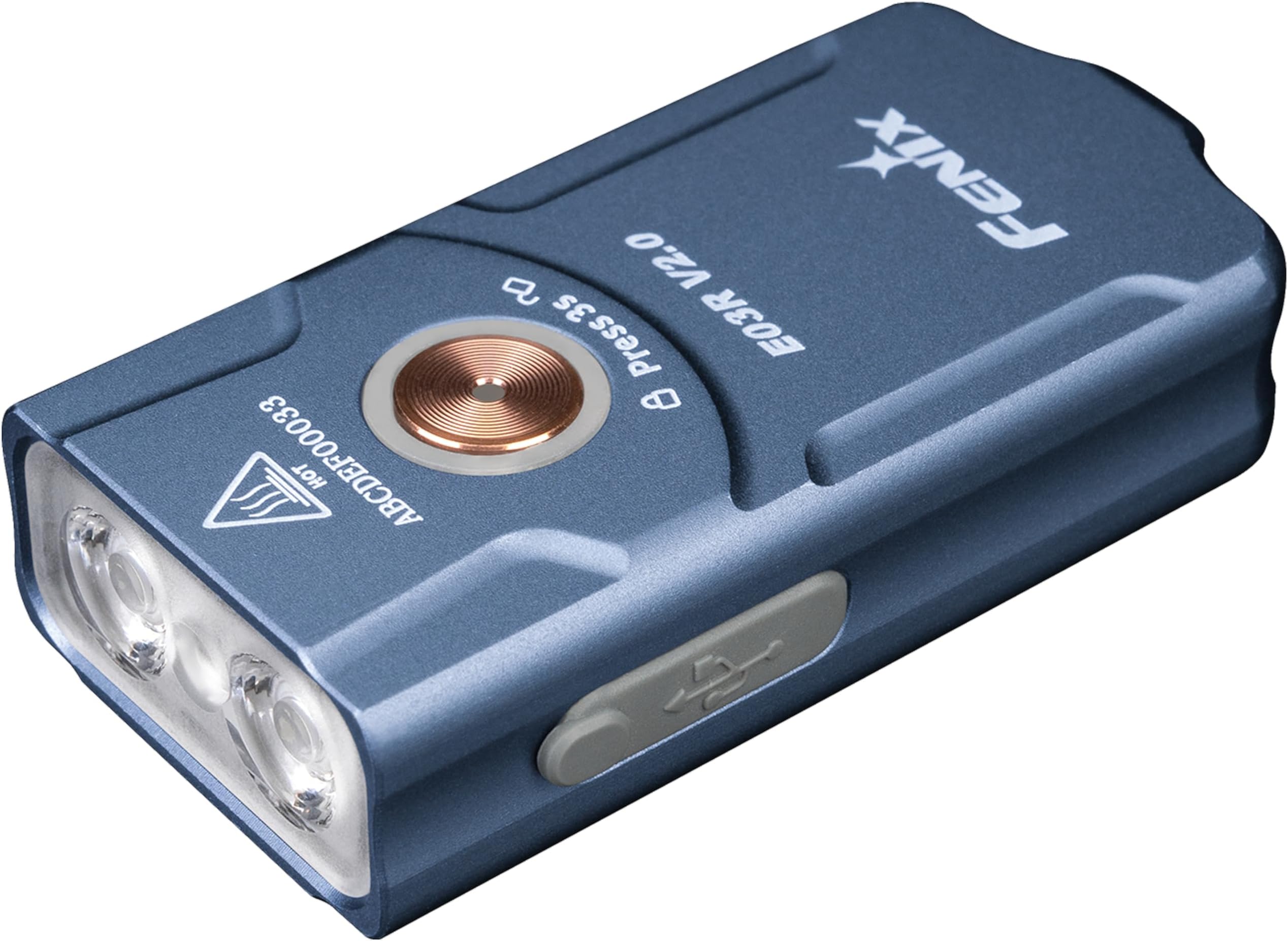 E03R v2.0 Keychain Flashlight, Grey, 500 Lumen Bright USB-C Rechargeable EDC with Red LED (Storm Blue)