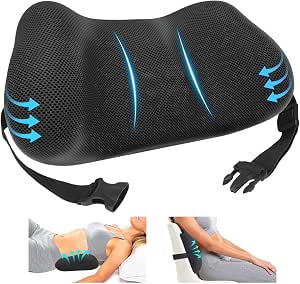 Lumbar Support Pillow, Memory Foam Back Cushion for Office Chair and Car, Black