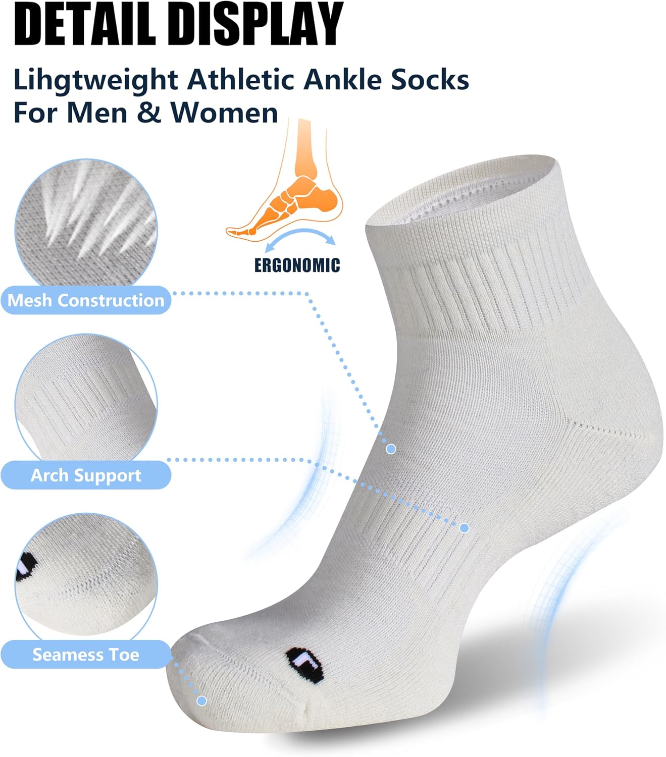 3 Pairs Merino Wool Ankle Socks for Men Women - Athletic Business Casual Running Arch Support Everyday