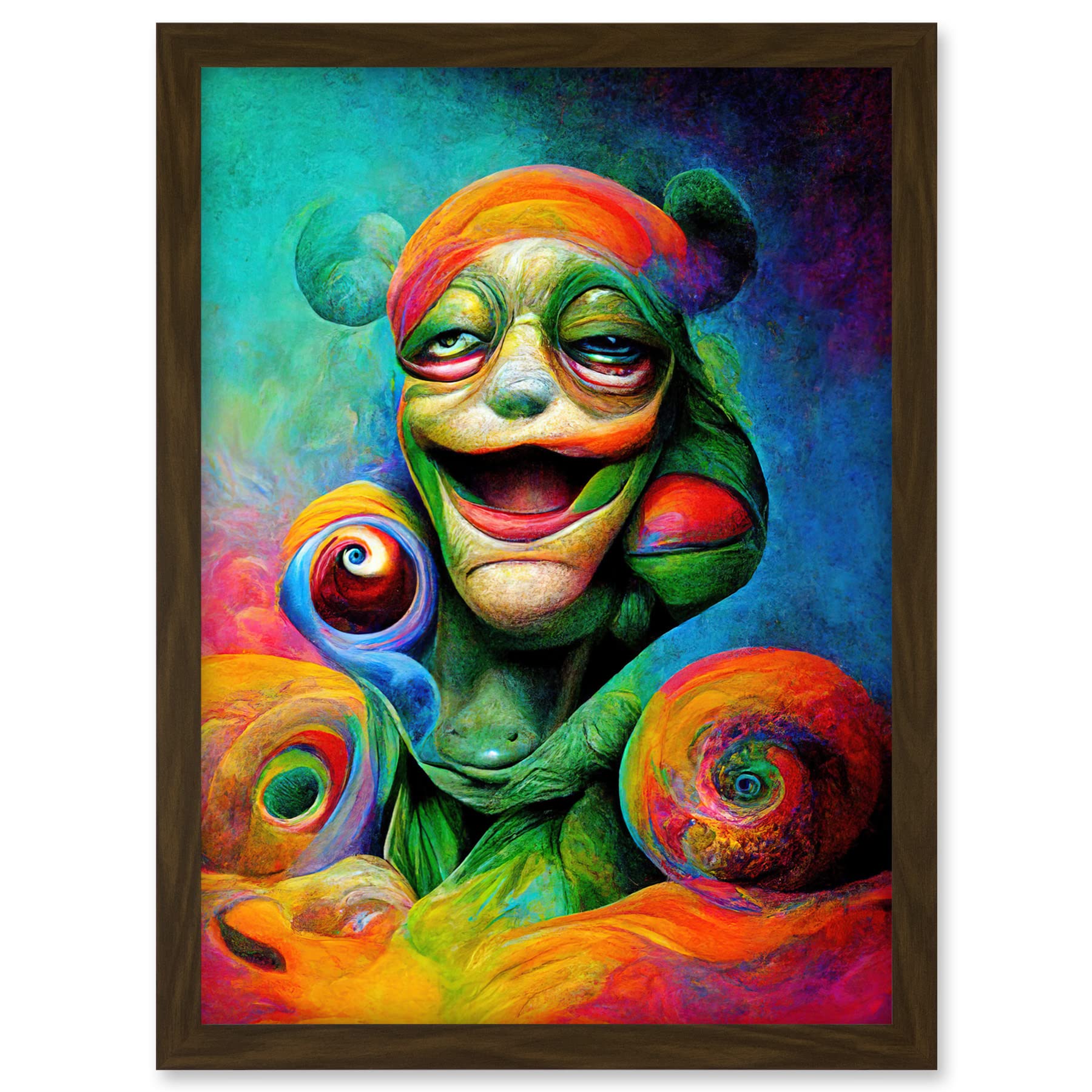 Doppelganger33 LTD Psychedelic Stoned Clown Trippy Colourful Artwork Framed A3 Wall Art Print