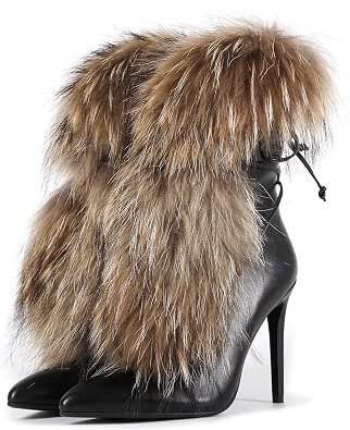 Frankie Hsu Handmade Furry Stiletto Ankle Bootie