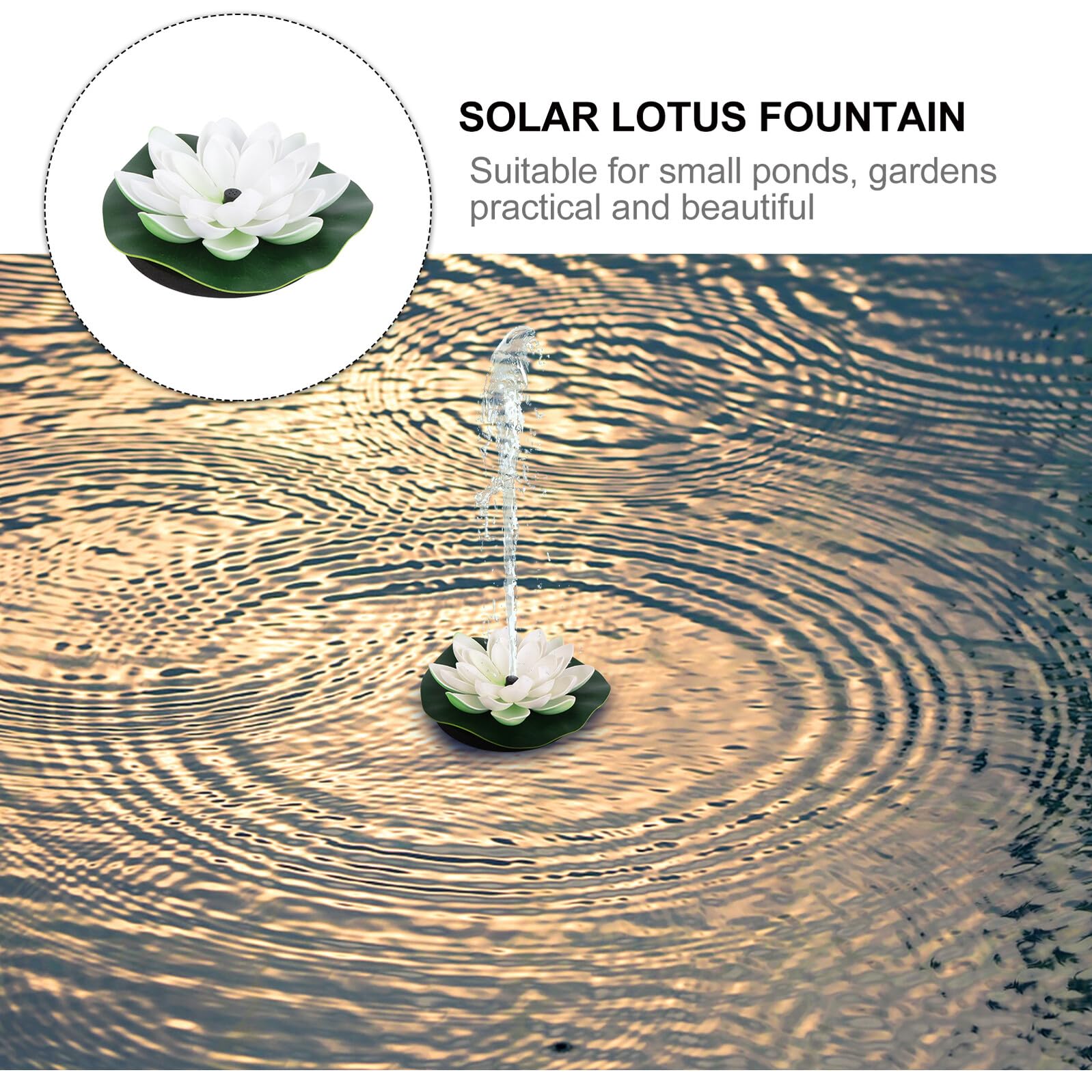 Fuente de Estanque Loto Solar Flotante 1pieza Plástico Blanco 180l/h