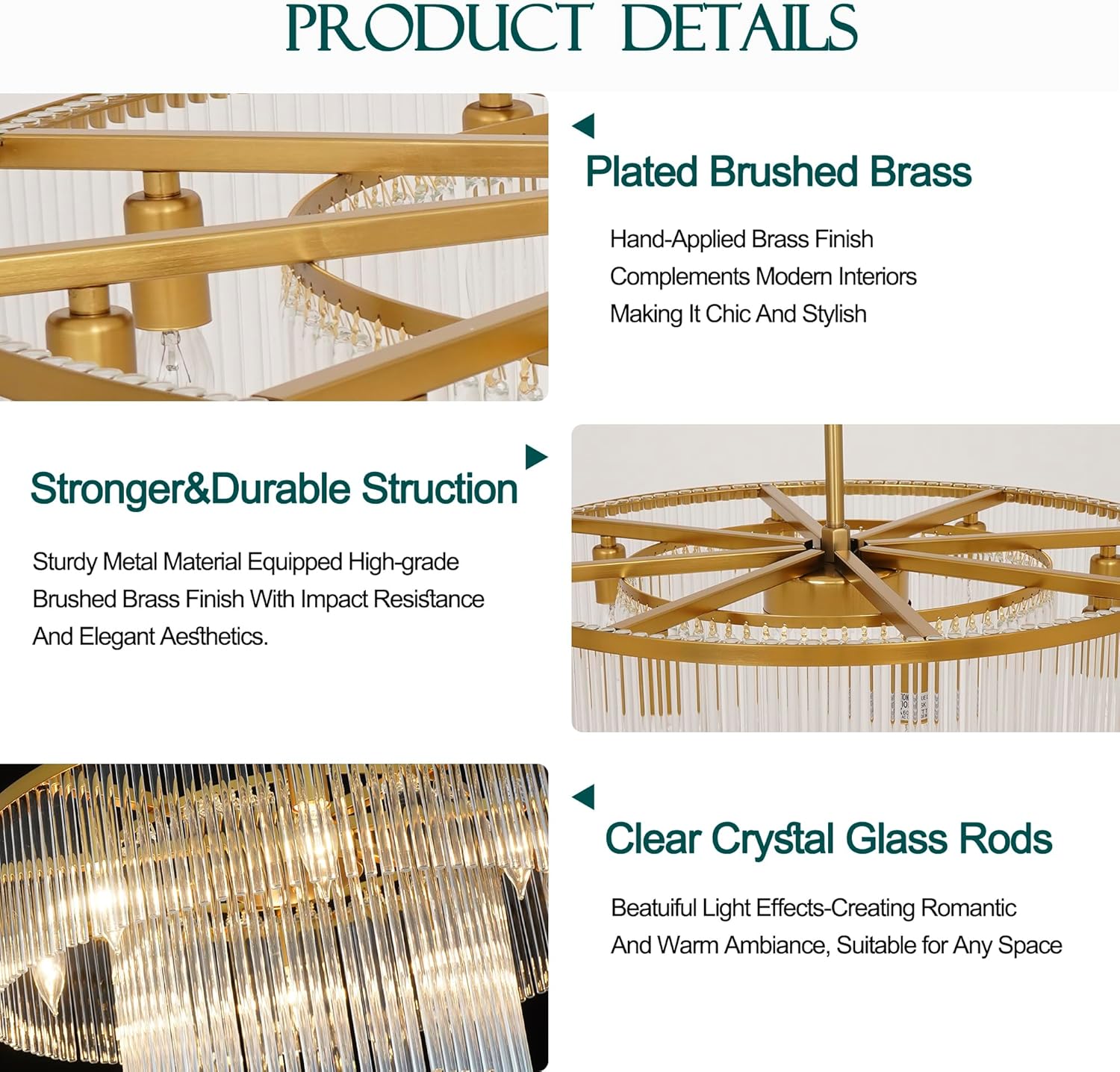 Round Crystal Chandelier Modern Brushed Brass Glass Raindrop Chandeliers for Dining Room 8 Lights Hanging Pendant Ceiling Lamp for Entryway Foyer Lighting Fixture D23.6