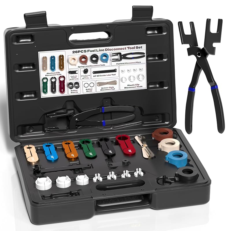 KJE Kit com 26 Ferramentas para Desconectar Linhas de Combustível e A/C, Alicate e Extratores para Ford, GM e Outros, Preto