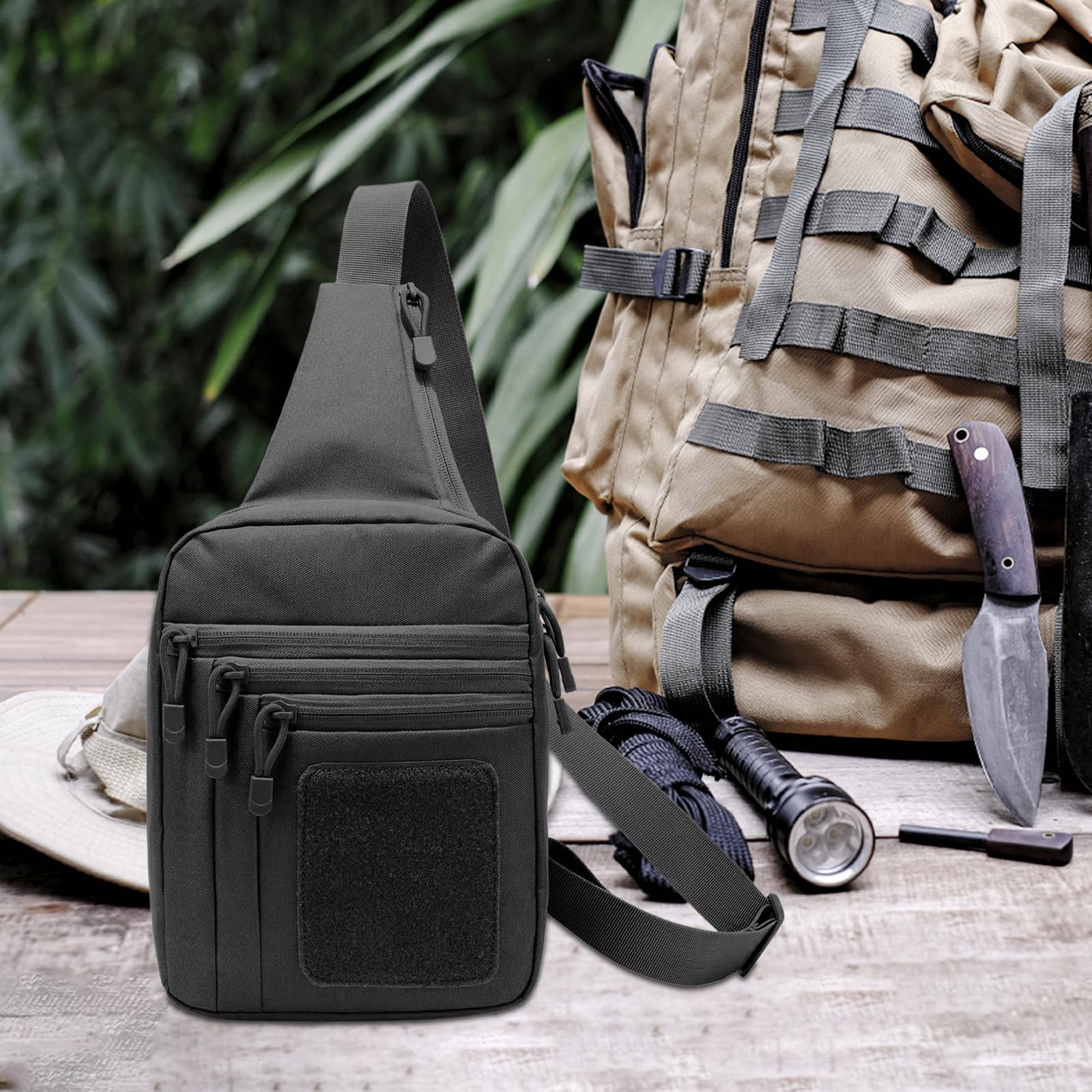 Sac à bandoulière Tactique Militaire Pistolet caché Sac de Transport Camping extérieur Chasse EDC Sac (Camouflage)