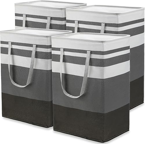 Eccliy 4 cestas grandes de lavandería de 100 litros, impermeables, independientes, canastas plegables con asas extendidas para ropa, juguetes,